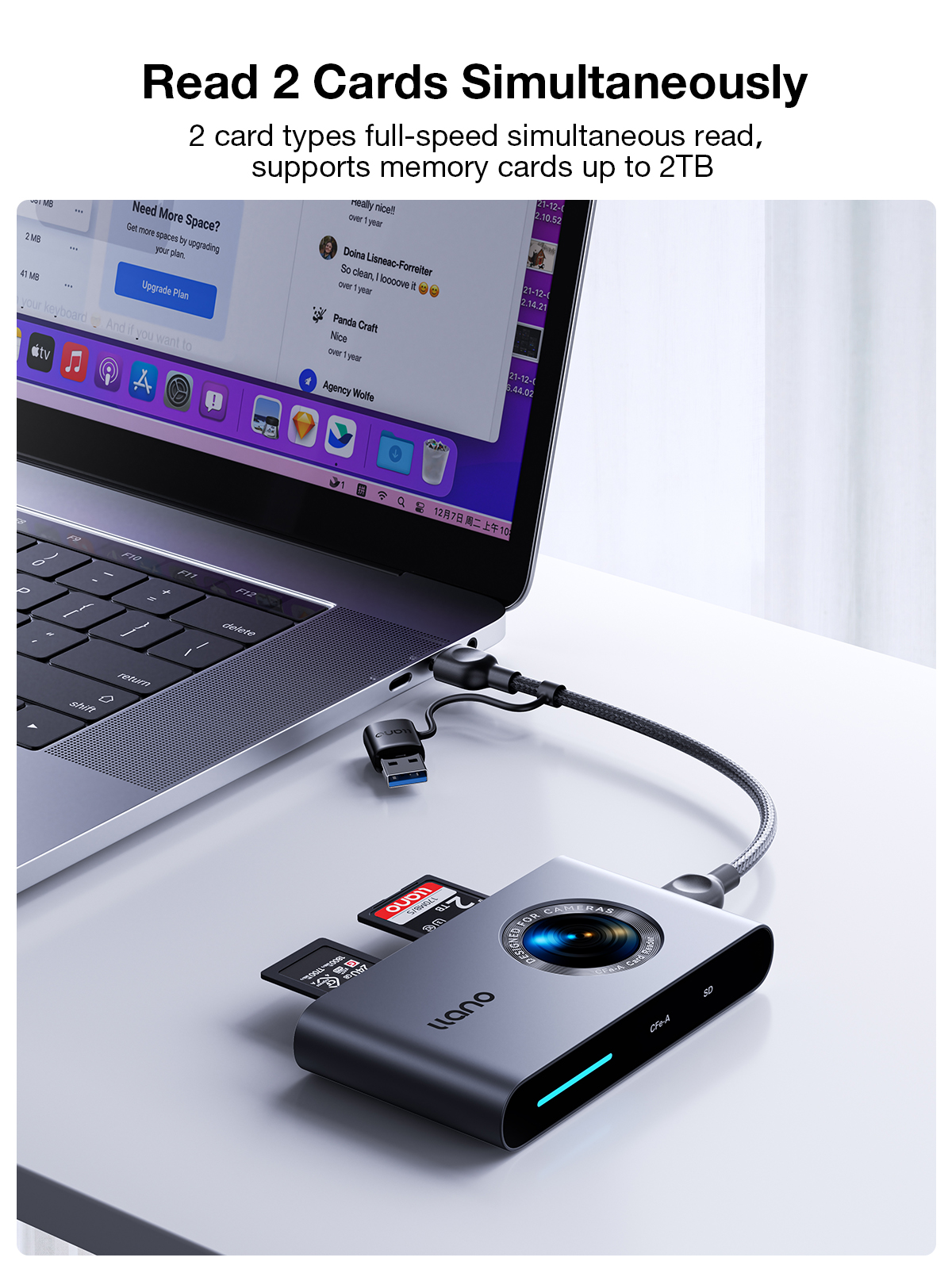 llano R501 CFexpress Type A/SD 4.0 Card Reader, USB 3.2 Gen 2 (10Gbps) High-Speed CF express Card Reader